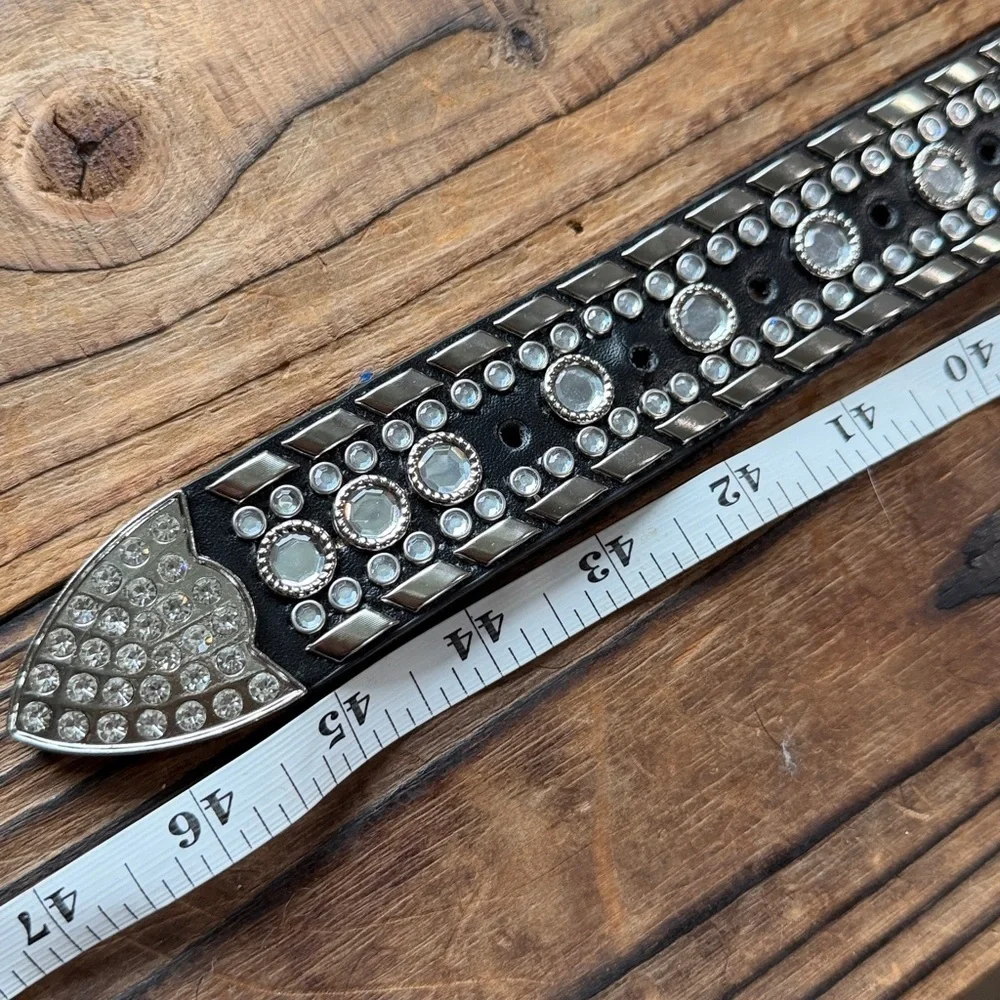 Elegant Black Western Style Rhinestone Belt XXL